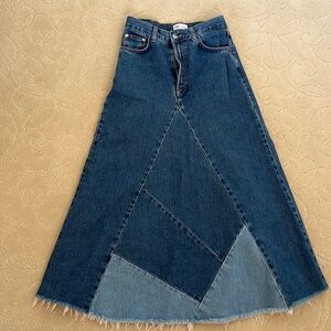 Zara Colorblock denim skirt.